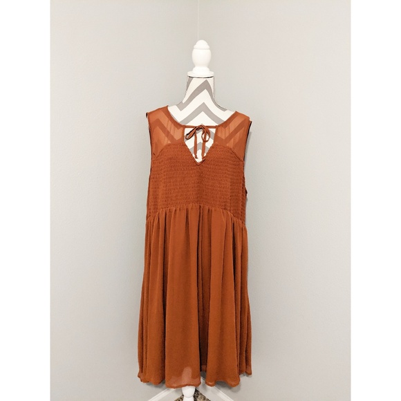 torrid Dresses & Skirts - Torrid Rust Chiffon Smocked Tank Dress